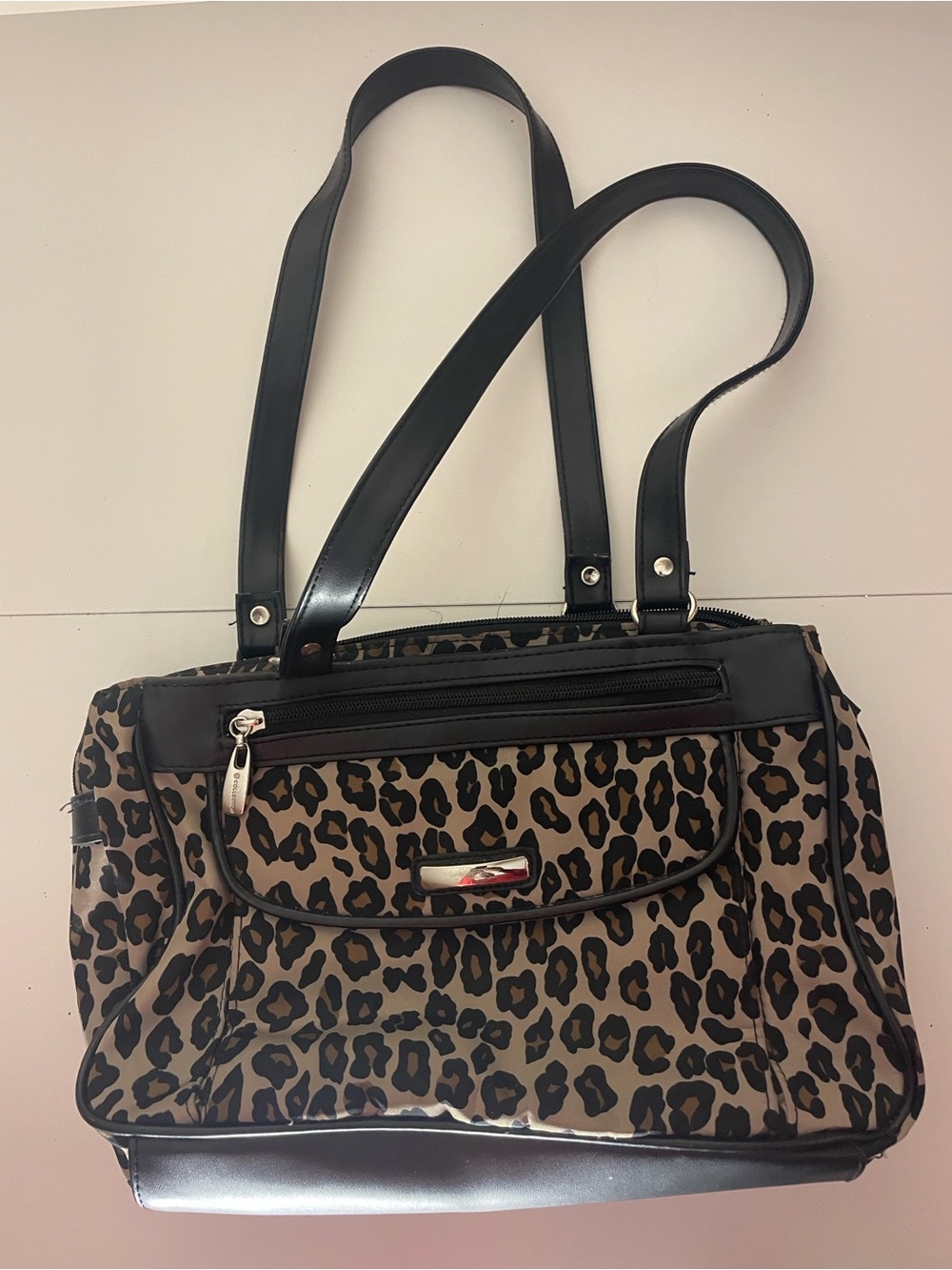 Leopard Print Tote Bag with Black Trim